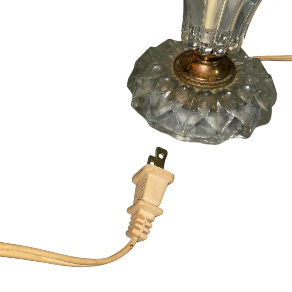 Vintage Michelotti Crystal Boudoir Parlor Lamp‎ 1950s Replacement Shade Untested